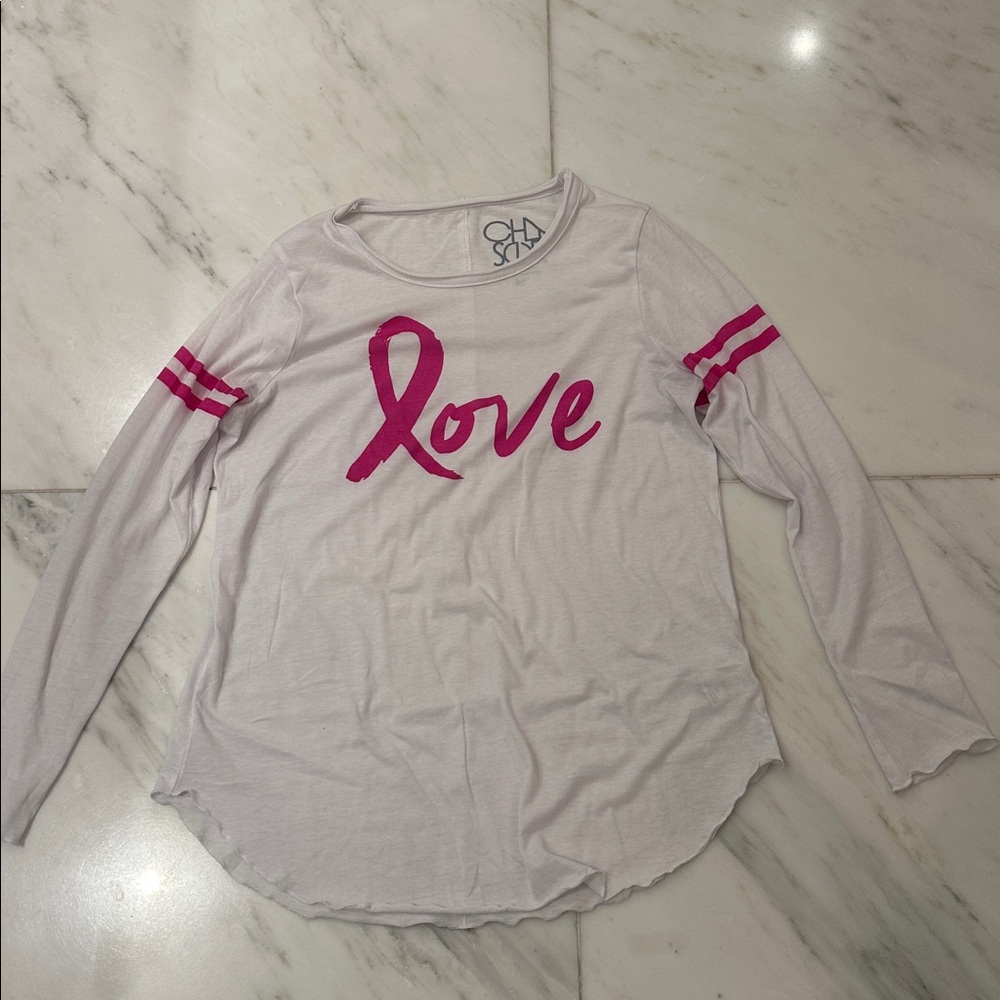 Chaser White and Pink Long Sleeve Tee